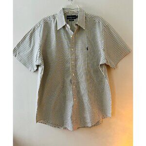 Ralph Lauren Sz‎ L Short Sleeve Oxford Shirt Multicolor Check Pattern Pocket